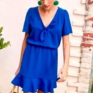Sezane Gigi Mini Dress Bright Blue Fr 36